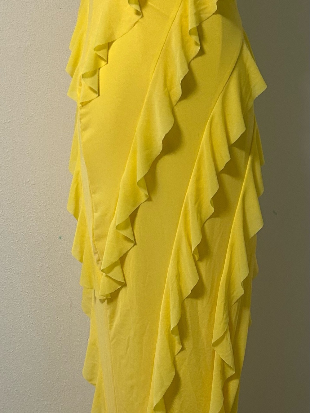 Vintage Yellow Ruffle Maxi Dress